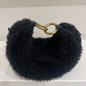 Max Mara Luxurious Black Faux Fur Clutch